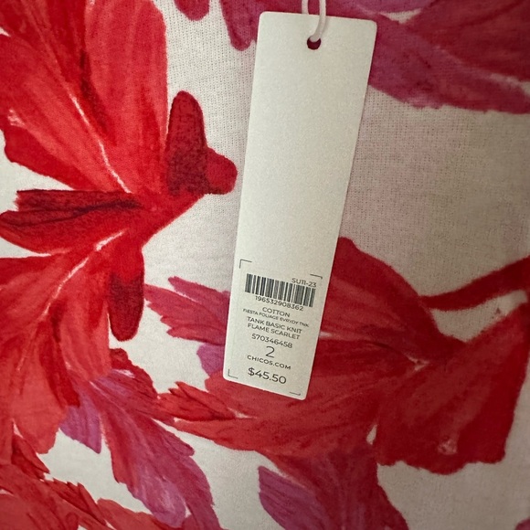 NWT Chico's Red & White Women's Sleeveless Tank Top, Sz 2 (Med, 12-14) - Picture 3 of 7